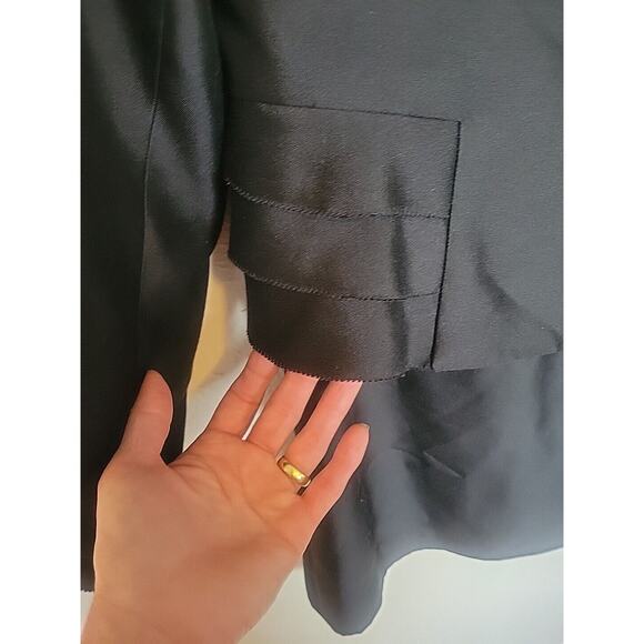Vintage Albert Nipon Skirt Suit Women 10 Black Wool & Silk Lined Blazer Career - Picture 4 of 16